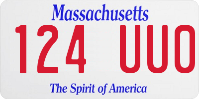 MA license plate 124UU0