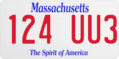 MA license plate 124UU3