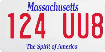 MA license plate 124UU8