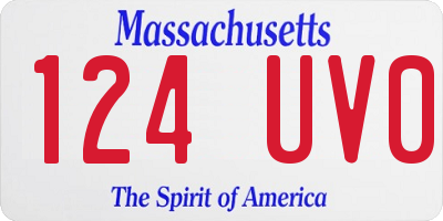 MA license plate 124UV0