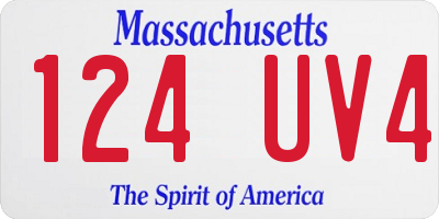 MA license plate 124UV4
