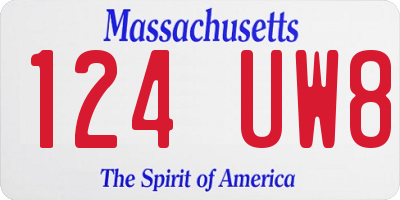 MA license plate 124UW8