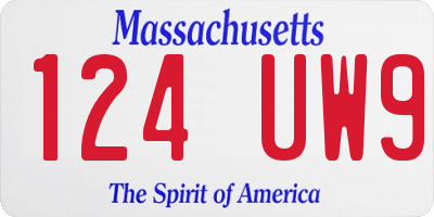 MA license plate 124UW9