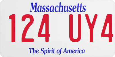 MA license plate 124UY4