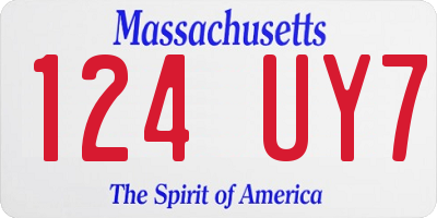 MA license plate 124UY7
