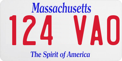 MA license plate 124VA0