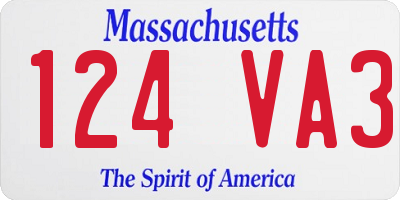 MA license plate 124VA3
