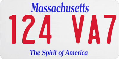 MA license plate 124VA7