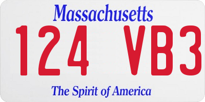 MA license plate 124VB3