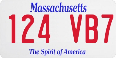 MA license plate 124VB7