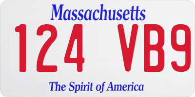 MA license plate 124VB9