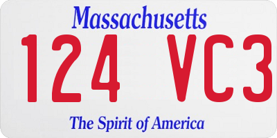 MA license plate 124VC3