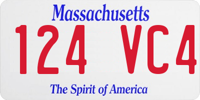 MA license plate 124VC4