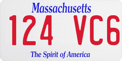 MA license plate 124VC6