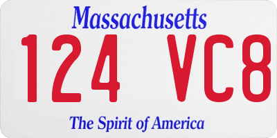 MA license plate 124VC8