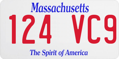 MA license plate 124VC9