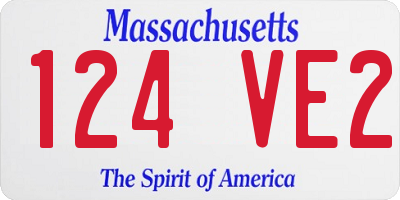 MA license plate 124VE2