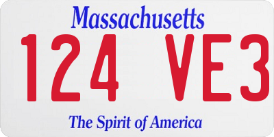 MA license plate 124VE3