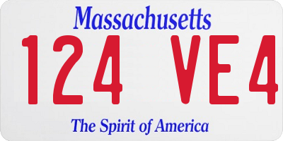MA license plate 124VE4