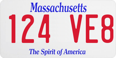 MA license plate 124VE8