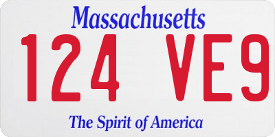 MA license plate 124VE9