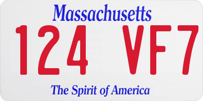 MA license plate 124VF7