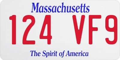MA license plate 124VF9