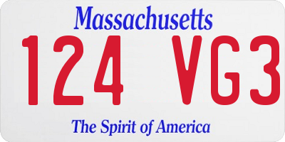 MA license plate 124VG3