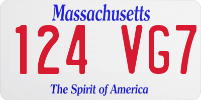 MA license plate 124VG7