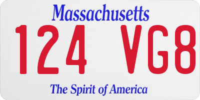 MA license plate 124VG8