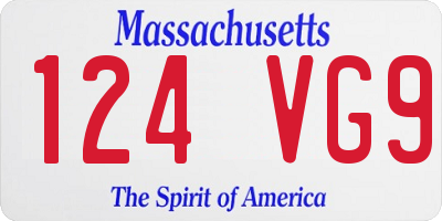 MA license plate 124VG9