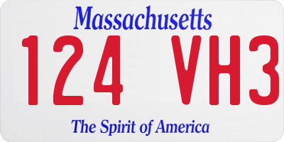 MA license plate 124VH3