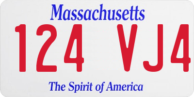 MA license plate 124VJ4