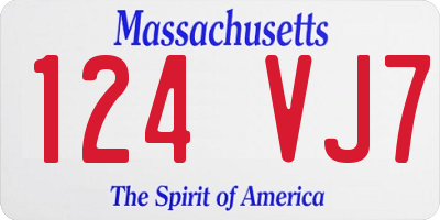 MA license plate 124VJ7