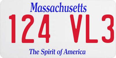 MA license plate 124VL3
