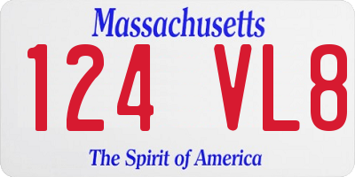MA license plate 124VL8
