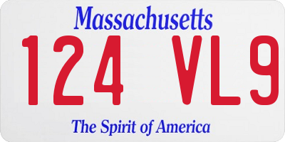 MA license plate 124VL9