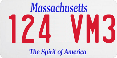 MA license plate 124VM3