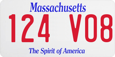 MA license plate 124VO8