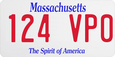 MA license plate 124VP0