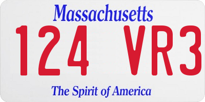 MA license plate 124VR3