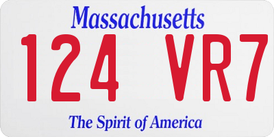 MA license plate 124VR7