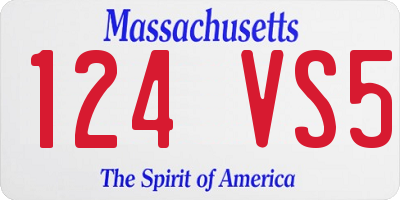 MA license plate 124VS5
