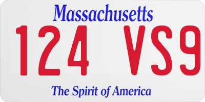 MA license plate 124VS9