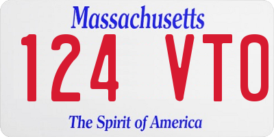 MA license plate 124VT0