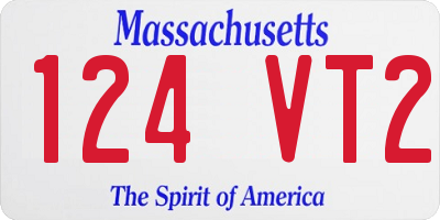 MA license plate 124VT2