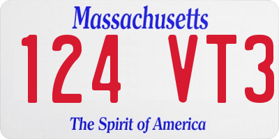 MA license plate 124VT3