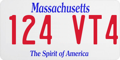 MA license plate 124VT4