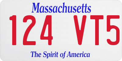MA license plate 124VT5