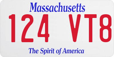 MA license plate 124VT8
